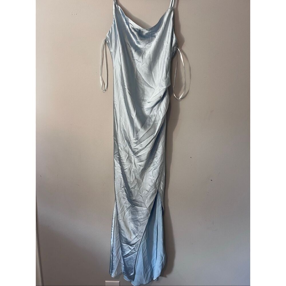 NWT Selfie Leslie Satin Like Dress Steal Blue
